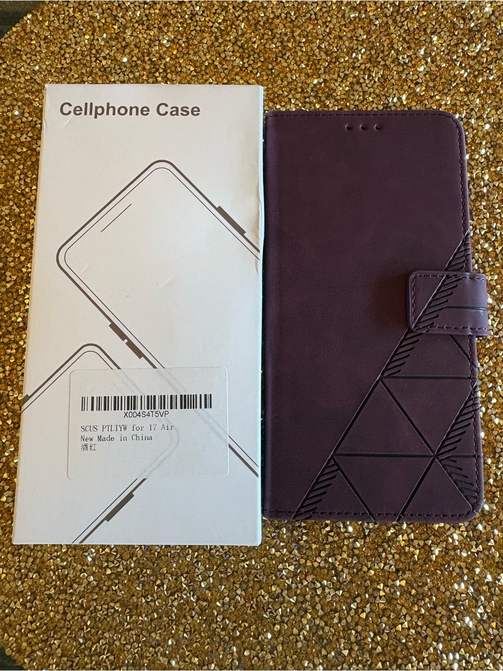 Wallet Case NWT iPhone 17 Air in Deep Plum with Geometric Stitching/card holder